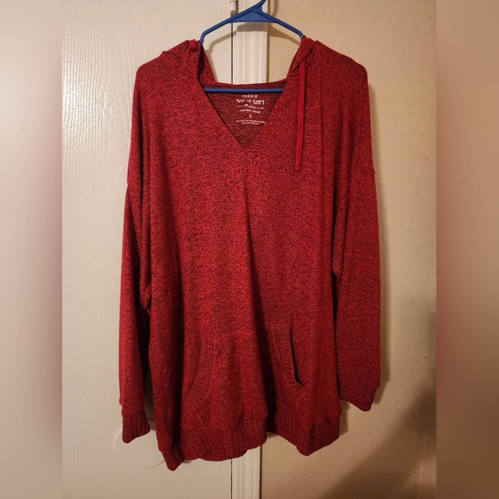 RELAXED SUPER SOFT PLUSH TUNIC HOODIE SIZE 2 (18/20)